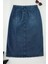 Modern Tarz Büyük Beden Astarsız Denim Midi Boy Yüksek Bel Yırtmaçlı Denim Etek 1