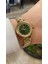 Quartz Çelik Altın Rengi Yeşil Kadran 28 mm Kadın Kol Saati 1
