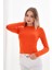 Likralı Pamuk Tişört-Slim Fit -Turuncu 1
