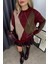 Bordo Kahve Baklava Desenli Oversize Kazak 2