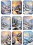 9lu Simli Yılbaşı Kartpostal Seti Yeni Yıl Kış Manzara Nostalji 1