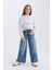 Kız Çocuk Baskılı Kapüşonlu İçi Yumuşak Tüylü Fermuarlı Sweatshirt D1569A824WN 2