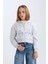 Kız Çocuk Baskılı Kapüşonlu İçi Yumuşak Tüylü Fermuarlı Sweatshirt D1569A824WN 3