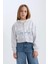 Kız Çocuk Baskılı Kapüşonlu İçi Yumuşak Tüylü Fermuarlı Sweatshirt D1569A824WN 4