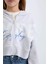 Kız Çocuk Baskılı Kapüşonlu İçi Yumuşak Tüylü Fermuarlı Sweatshirt D1569A824WN 5