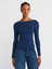 31401 Büzgülü Kayık Yaka Top-Lacivert 1