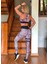 Mor Siyah Beyaz Leopar Desen Spor Tayt 5