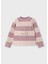 Kız Çocuk Çizgili Örme Kazak Pembe 1