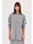 Kadın Yuvarlak Yaka Taşlı Sweatshirt - Gri 1