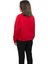Kadın Kırmızı Yuvarlak Yaka Krop Model Oversize Şardonlu Swetshirt 3