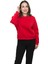 Kadın Kırmızı Yuvarlak Yaka Krop Model Oversize Şardonlu Swetshirt 1