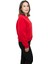 Kadın Kırmızı Yuvarlak Yaka Krop Model Oversize Şardonlu Swetshirt 2