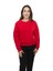 Kadın Kırmızı Yuvarlak Yaka Krop Model Oversize Şardonlu Swetshirt 4