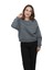 Kadın Antrasit Yuvarlak Yaka Krop Model Oversize Şardonlu Swetshirt 1