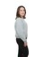 Kadın Gri Melanj Yuvarlak Yaka Krop Model Oversize Şardonlu Swetshirt 2
