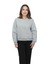 Kadın Gri Melanj Yuvarlak Yaka Krop Model Oversize Şardonlu Swetshirt 4