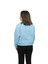 Kadın Bebe Mavisi Yuvarlak Yaka Krop Model Oversize Şardonlu Swetshirt 3
