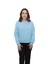 Kadın Bebe Mavisi Yuvarlak Yaka Krop Model Oversize Şardonlu Swetshirt 4