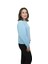 Kadın Bebe Mavisi Yuvarlak Yaka Krop Model Oversize Şardonlu Swetshirt 2