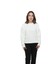 Kadın Beyaz Yuvarlak Yaka Krop Model Oversize Şardonlu Swetshirt 1