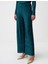Petrol Yeşili Rahat Kesim Bol Paça Janjanlı Örme Pantolon 4