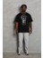 Unisex Oversize Taşlı Bisiklet Yaka T-Shirt - Siyah 5
