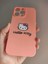 iPhone 14 Pro Max Hello Kitty Tasarım Pembe Lansman Telefon Boyun Askılı Set Kılıf 4