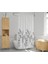 Duş Perdesi Çift Kanat 2X120X200CM Funda Desenli Banyo Perdesi 16 Adet C Halka Hediyeli 1