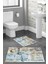 Deniz Desenli Renkli İkili Banyo Paspası, Kaymaz Taban, Polyester, 40/60cm-60x100cm 2