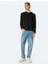 Bisiklet Yaka Uzun Kollu Pamuk Karışımlı Dikiş Detaylı Basic Sweatshirt 1