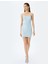 Straplez Yaka Dikiş Detaylı Mini Bodycon Pullu Elbise 1