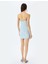 Straplez Yaka Dikiş Detaylı Mini Bodycon Pullu Elbise 4