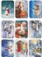 9lu Simli Yılbaşı Kartpostal Seti Yeniyıl Postcard Christmas Noel Kardan Adam Noel Baba Nostalji 1