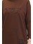 Baskılı Sweatshirt 0540-03 Kahverengi 4