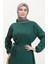 Burgu Kumaş Fitilli Fırfırlı Elbise 0528-07 Yeşil 3