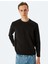 Bisiklet Yaka Uzun Kollu Pamuk Karışımlı Dikiş Detaylı Basic Sweatshirt 2