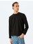 Bisiklet Yaka Uzun Kollu Pamuk Karışımlı Dikiş Detaylı Basic Sweatshirt 3