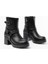 5109-3042 Siyah Toka Aksesuarlı Fermuarlı Kalın Topuklu Günlük Kadın Bot 4