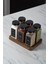 6'lı Ahşap Kare Standlı Cam Baharatlık Takımı Siyah Etiket ve Kapaklı Baharatlık Seti MH01SYH06K 4