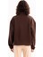 Oversize Fit Dik Yaka Yarı Fermuarlı Şardonlu Acı Kahve Kadın Sweatshirt - Cass 3