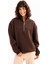 Oversize Fit Dik Yaka Yarı Fermuarlı Şardonlu Acı Kahve Kadın Sweatshirt - Cass 4