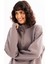 Oversize Fit Dik Yaka Yarı Fermuarlı Şardonlu Gri Kadın Sweatshirt - Cass 6