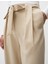 Bej Yüksek Bel Rahat Kesim Bol Paça Dokuma Pantolon 5