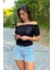 Dipmoda kadın siyah yeni sezon carmen yaka bluz DP10048 1