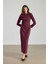 Büzgü Detaylı Premium Elbise Burgonya 2