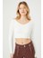 F21 V Yaka Fitilli Crop Kazak 1