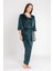 Kadın Zümrüt Kalp Kadife Ip Askı Sabahlık Pantolon 3 Lü Pijama Takım 1