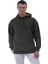 Haki Yeşil Basic Oversize Soft Touch Kışlık Kapüşonlu Içi Polarlı 3 Iplik Hoodie Sweatshirt 3