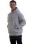 Gri Melanj Basic Oversize Soft Touch Kışlık Kapüşonlu Içi Polarlı 3 Iplik Hoodie Sweatshirt 2