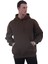 Kahverengi Basic Oversize Soft Touch Kışlık Kapüşonlu Içi Polarlı 3 Iplik Hoodie Sweatshirt 3